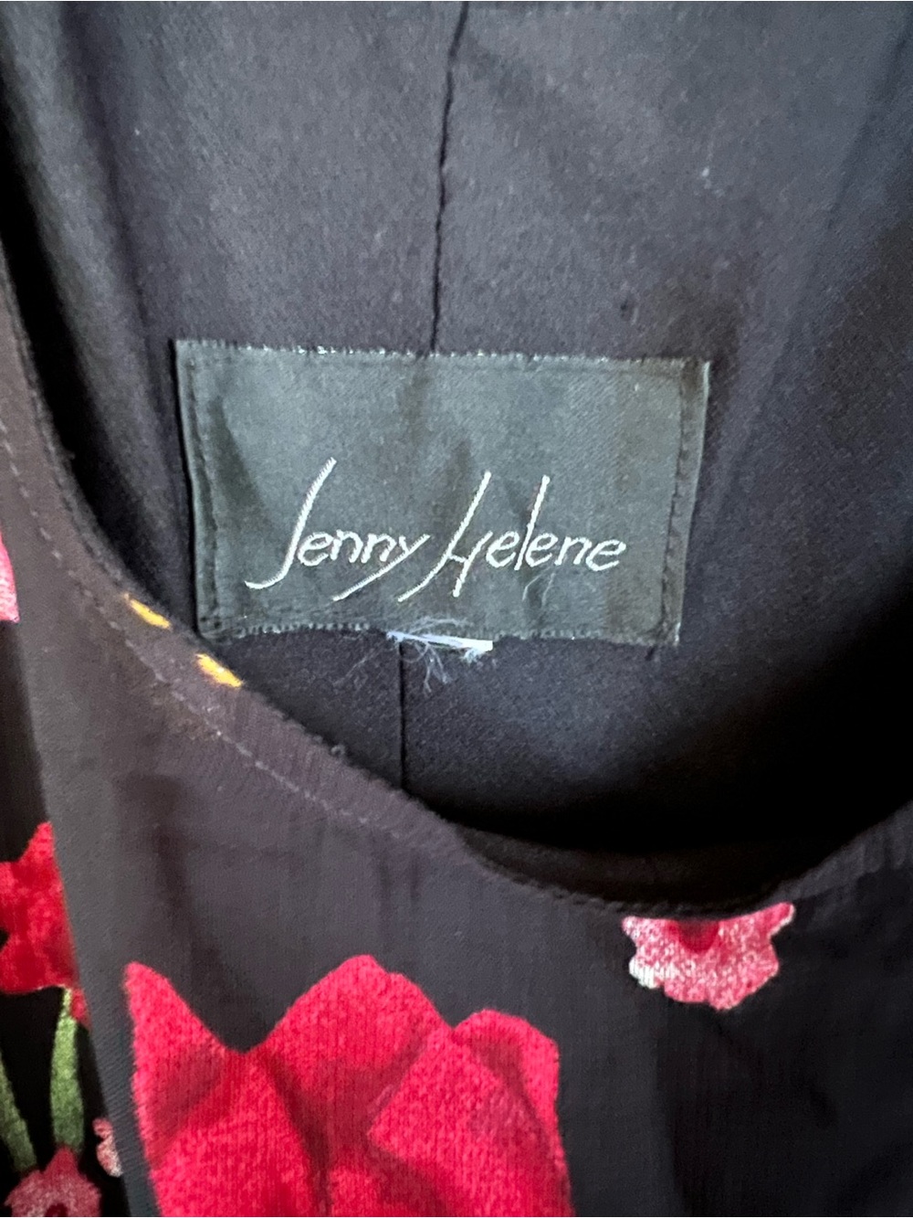 Jenny Helene Black Floral Sleeveless Maxi Dress with Red & Pink Flowers - Picture 2 of 3